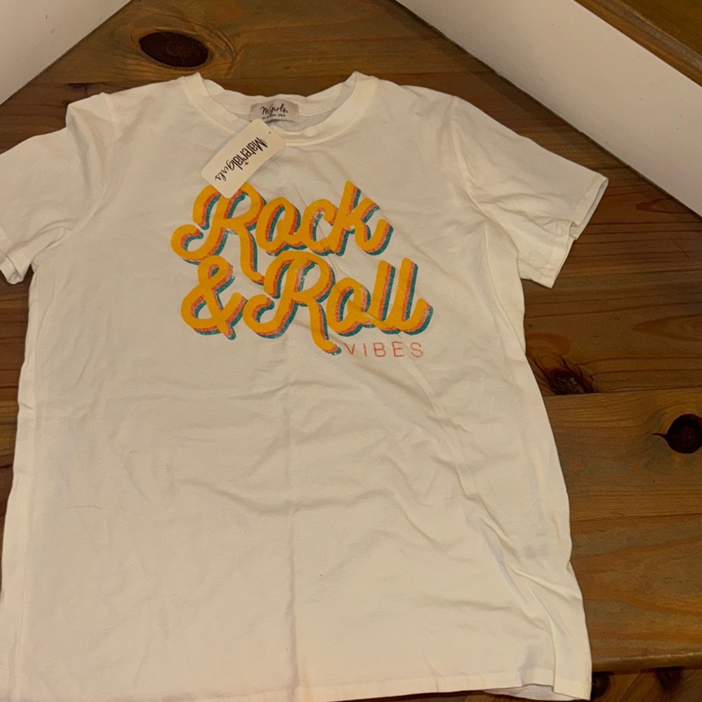 Rowdy Sprout Rock & Roll Vibes T-Shirt - White, Yellow, Blue